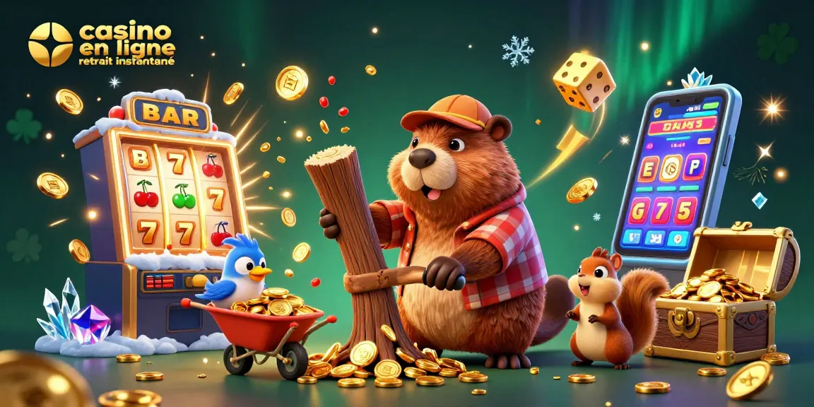 Visualisez le monde amusant du casino en ligne retrait instantané avec des personnages dynamiques et des éléments de jeu colorés.