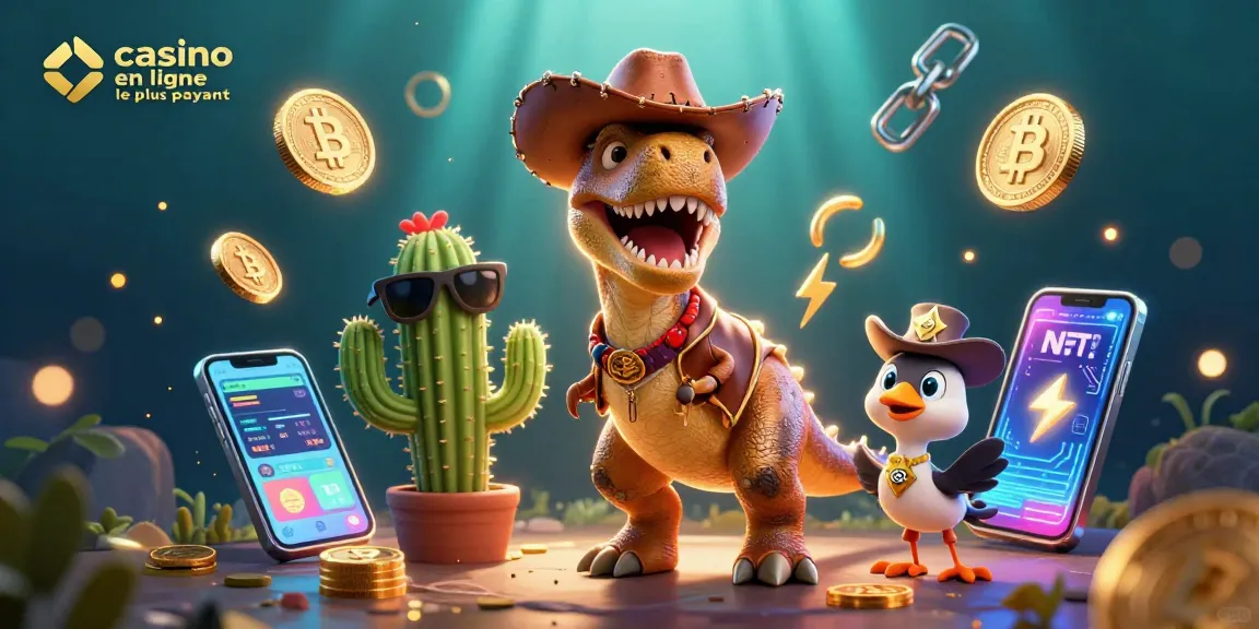 Illustration 3D de personnages captivants jouant au casino en ligne le plus payant, entourés d'éléments numériques.