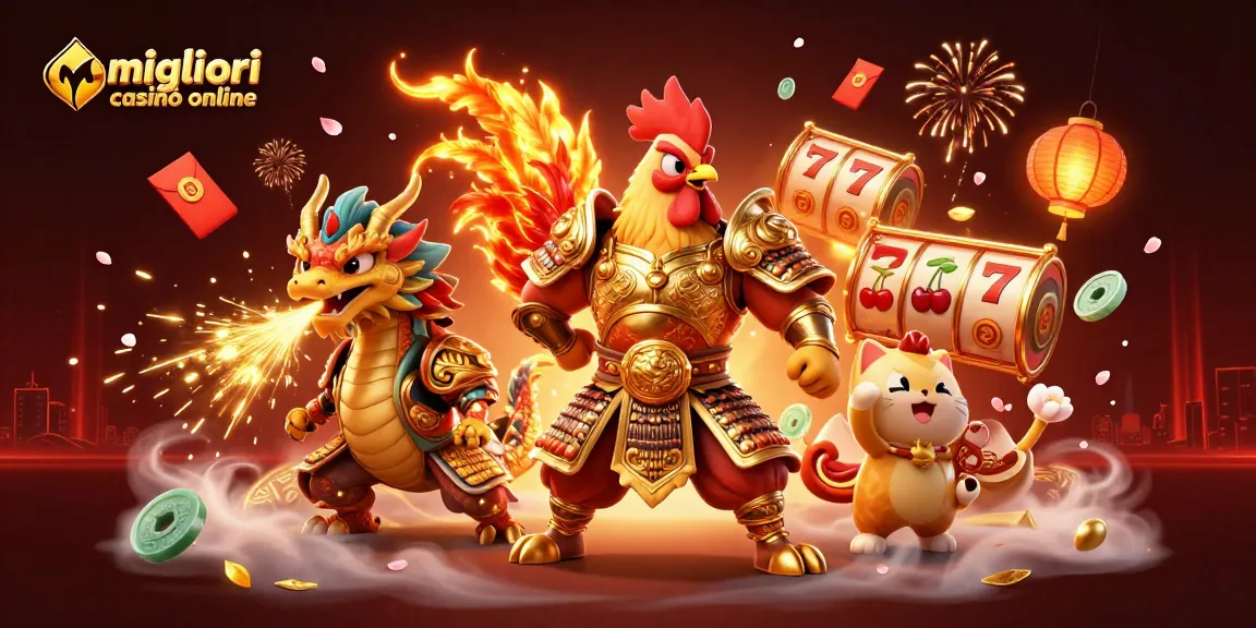 Gioca ai migliori casinò online con un guerriero in armatura d'oro e un drago. Scopri i simboli delle slot e la fortuna!